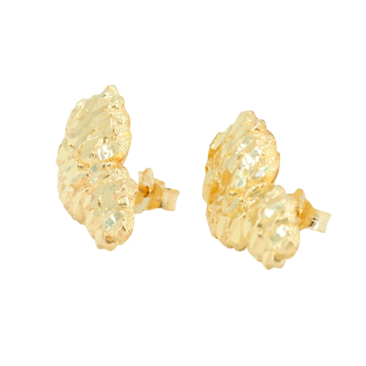 10k Yellow Gold Nugget Earrings. Small