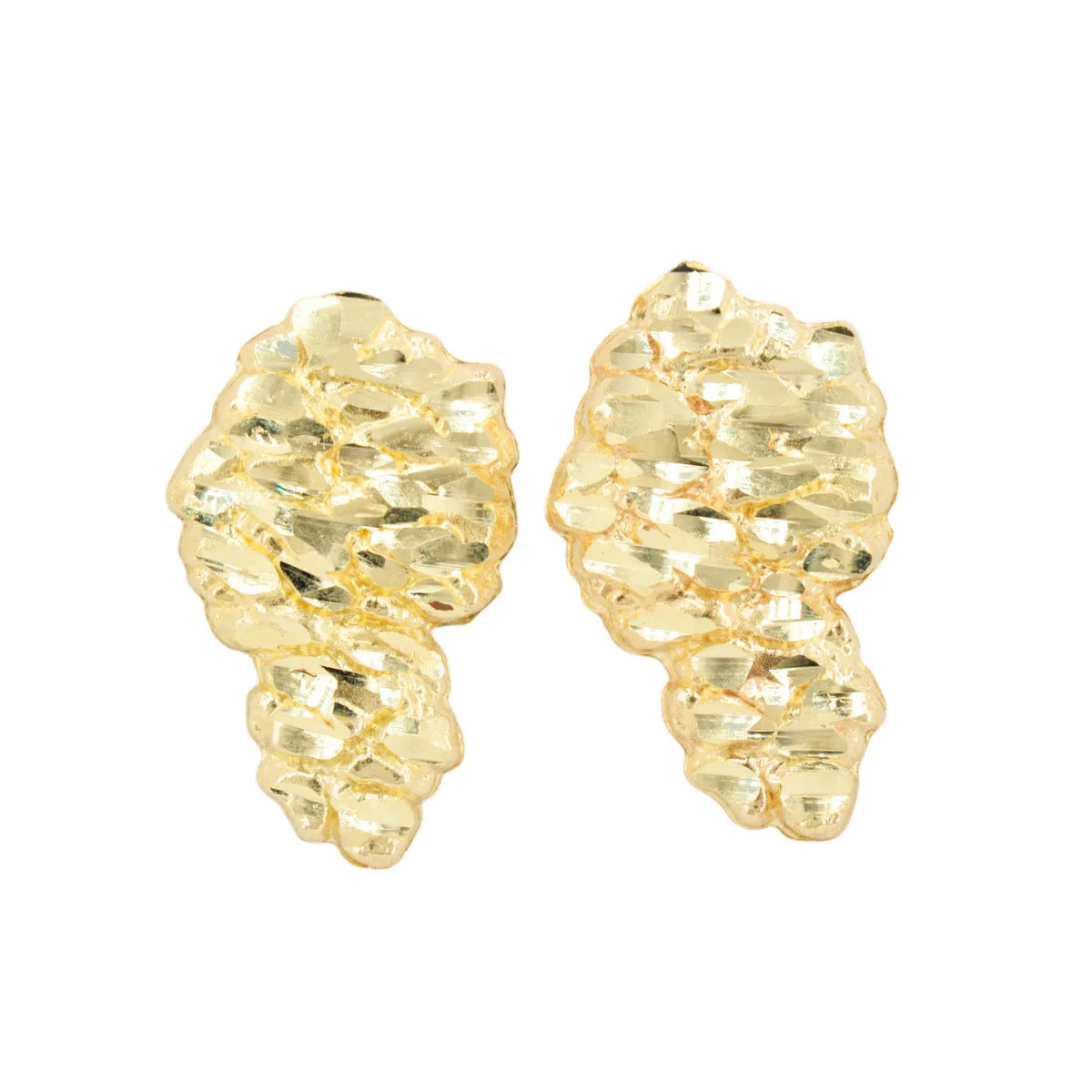 10k Yellow Gold Nugget Earrings. Small