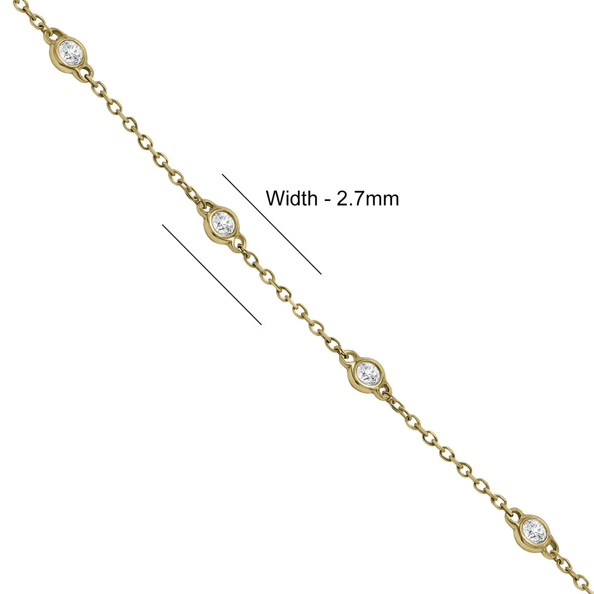 1/4 Carat Tw Bezel Set Genuine Diamond Station Bracelet In 14K Yellow Gold