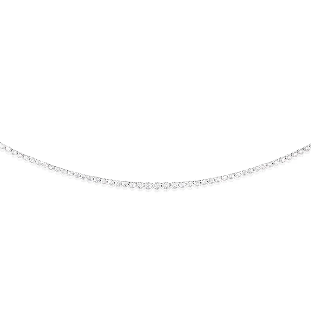 14ct White Gold 3 Carats Diamond Necklace with 157 Brilliant Diamonds 43cm length