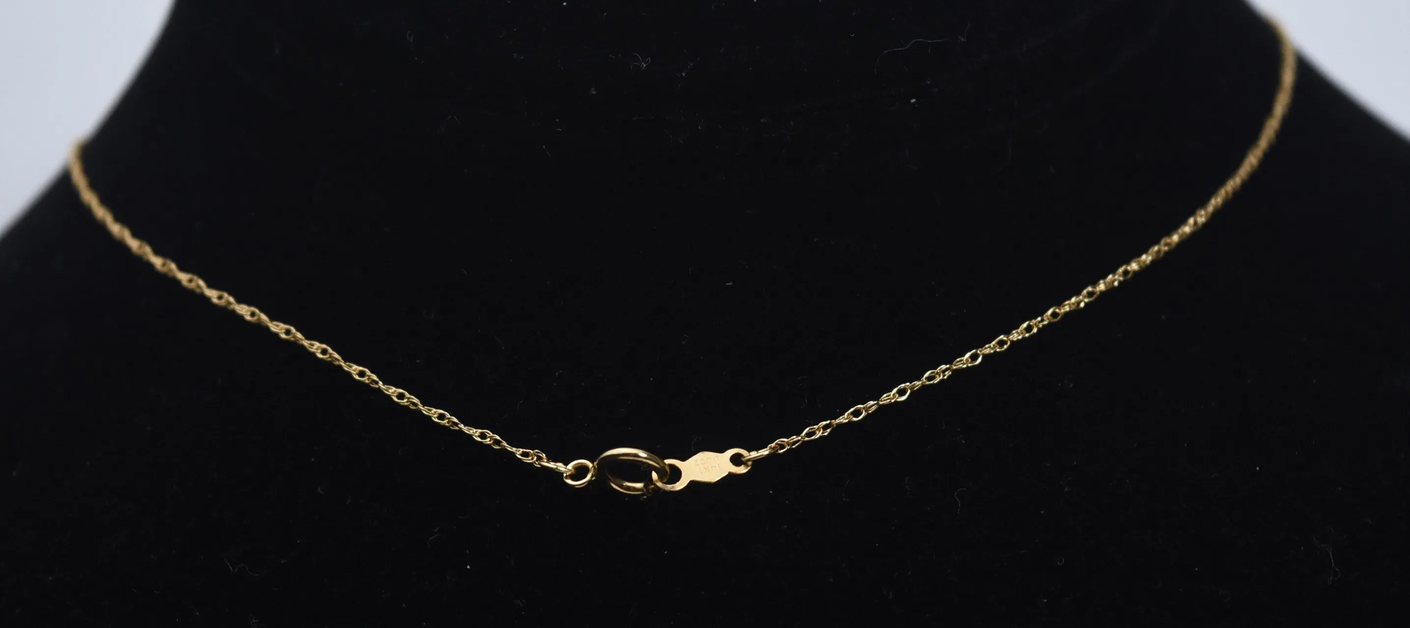 14k Gold Cubic Zirconia "L" Pendant on 14k Gold Chain Necklace