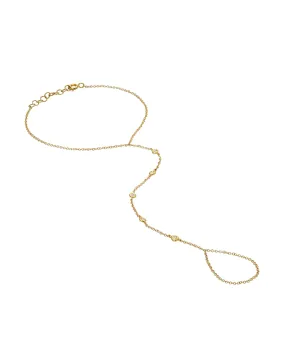 14k Gold Multiple Bezel Diamond Hand Chain