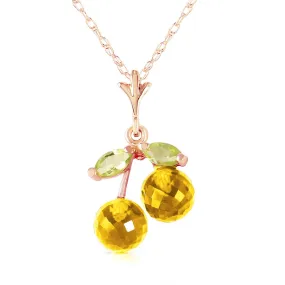 14K Solid Rose Gold Necklace w/ Citrines & Peridots