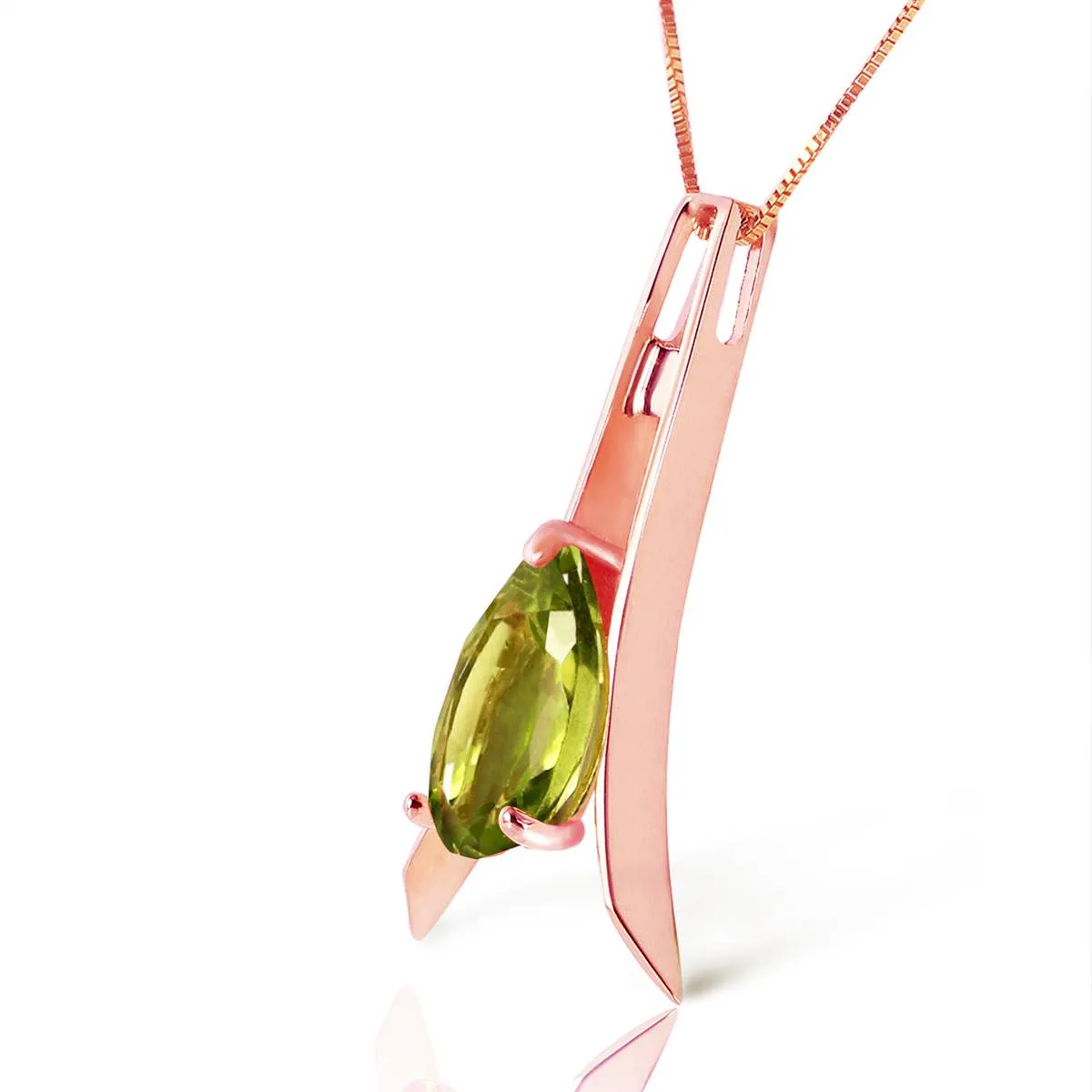 14K Solid Rose Gold Peridot Necklace Jewelry Class Classic