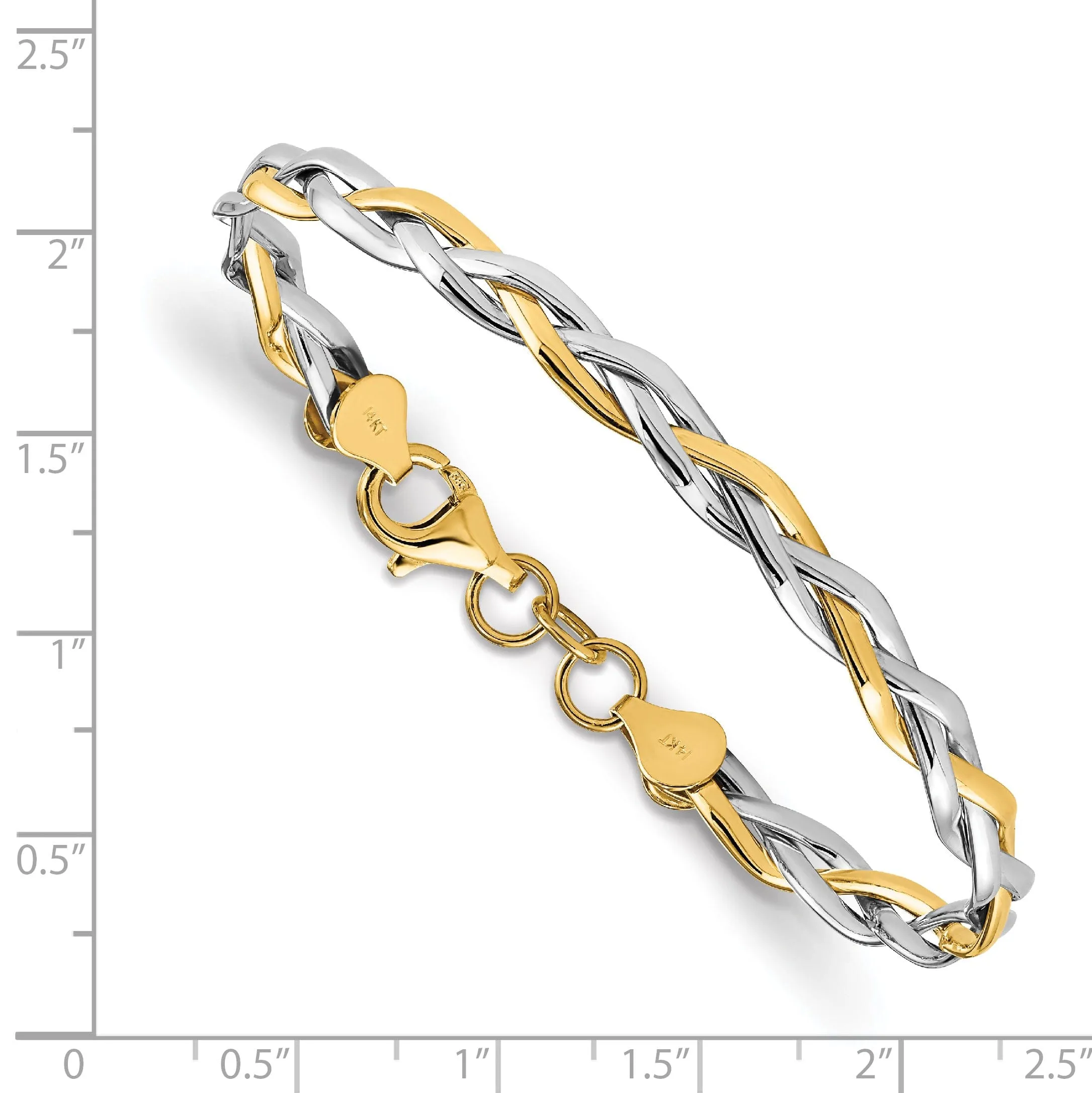 14k Two Tone Gold Polished Twisted Bracel