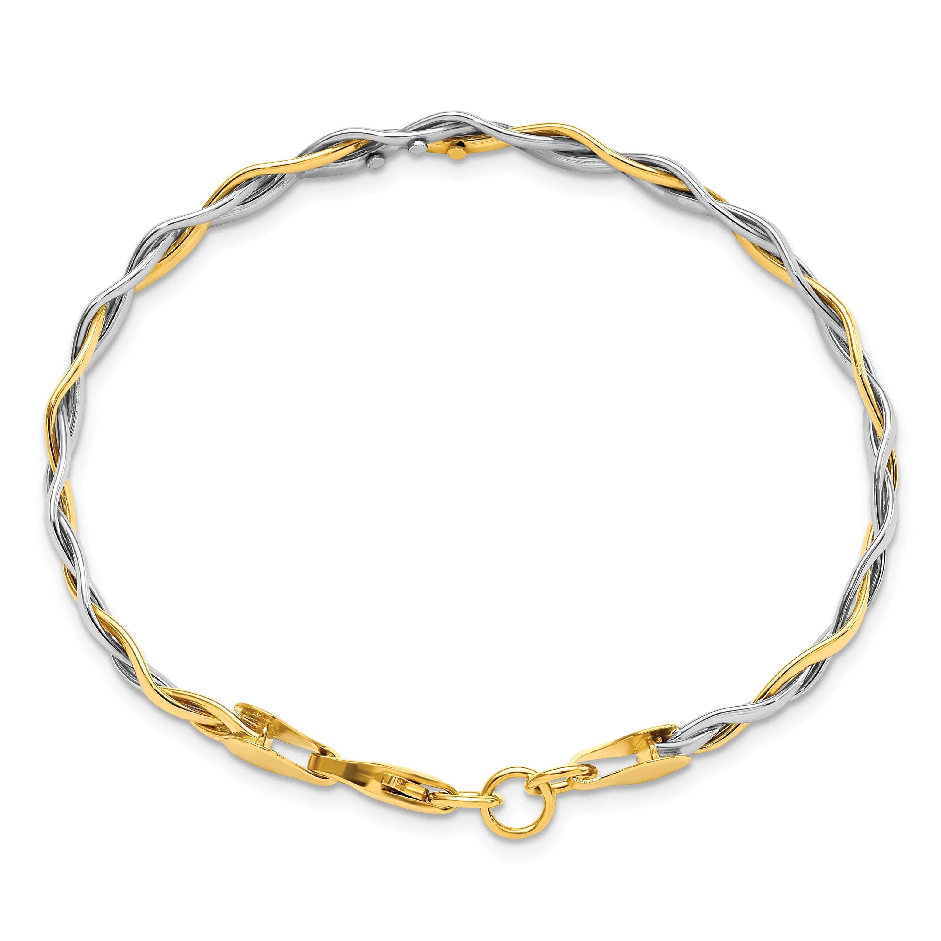 14k Two Tone Gold Polished Twisted Bracel