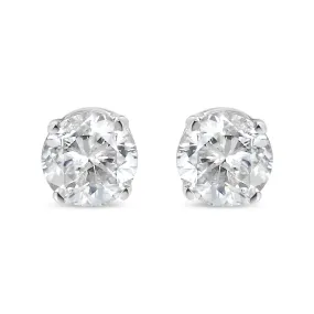 14K White Gold 1/3 Cttw Round Brilliant-Cut Diamond Classic 4-Prong Stud Earrings (L-M Color, I1-I2 Clarity)