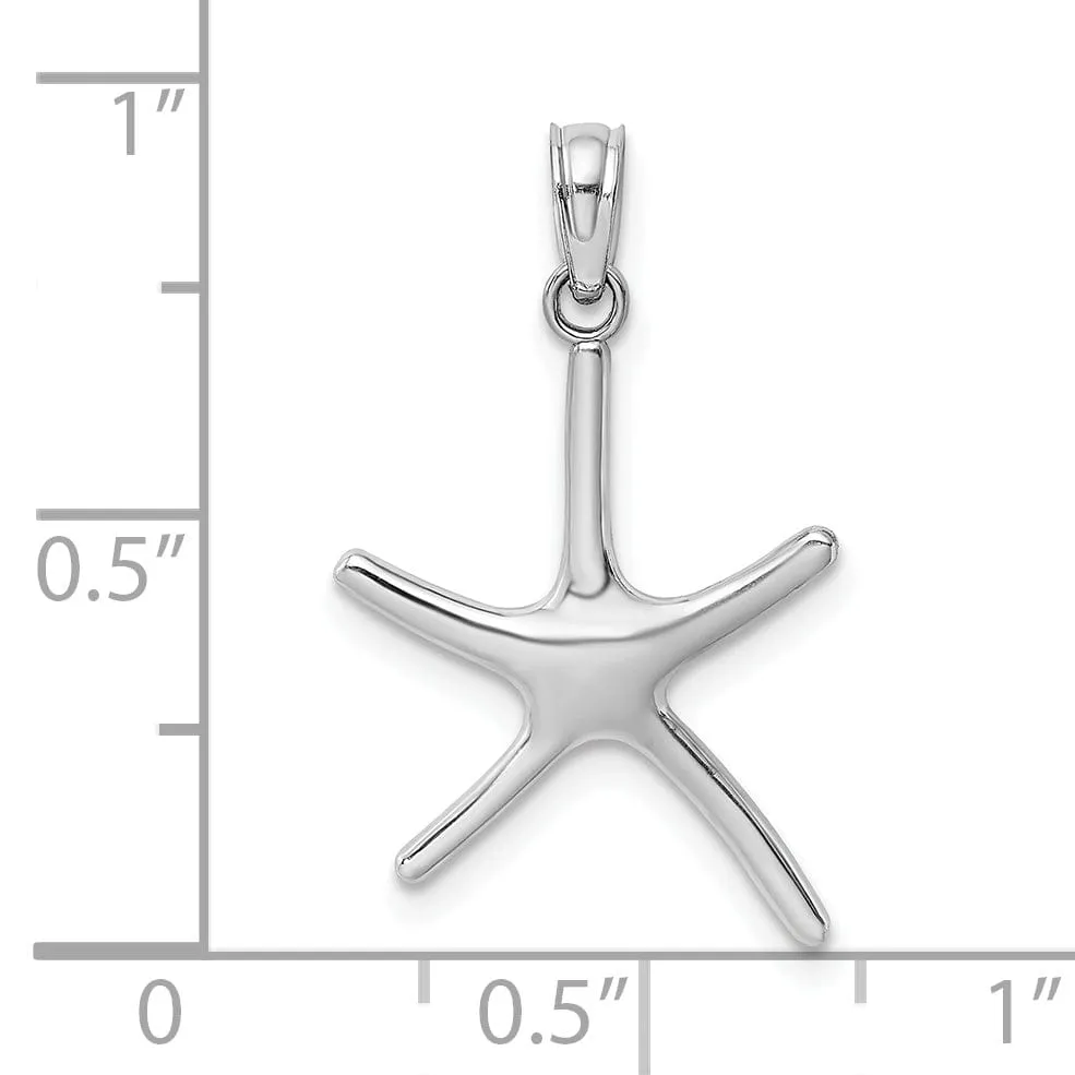 14K White Gold Polished Dancing Design Starfish Pendant