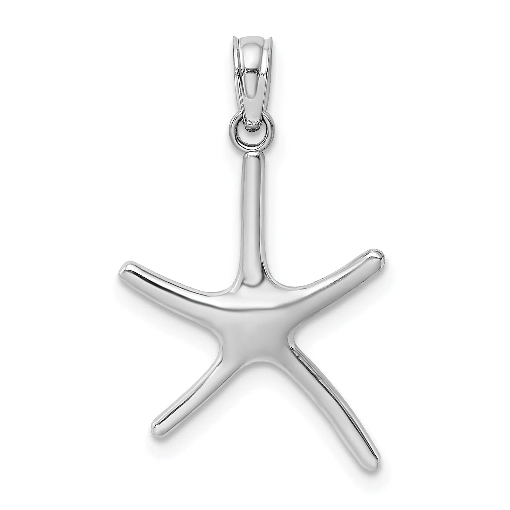 14K White Gold Polished Dancing Design Starfish Pendant