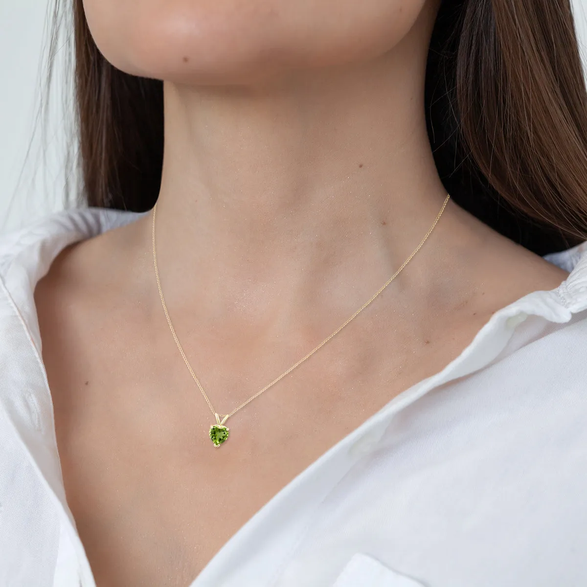 14K Yellow Gold 5Mm Heart Peridot Pendant