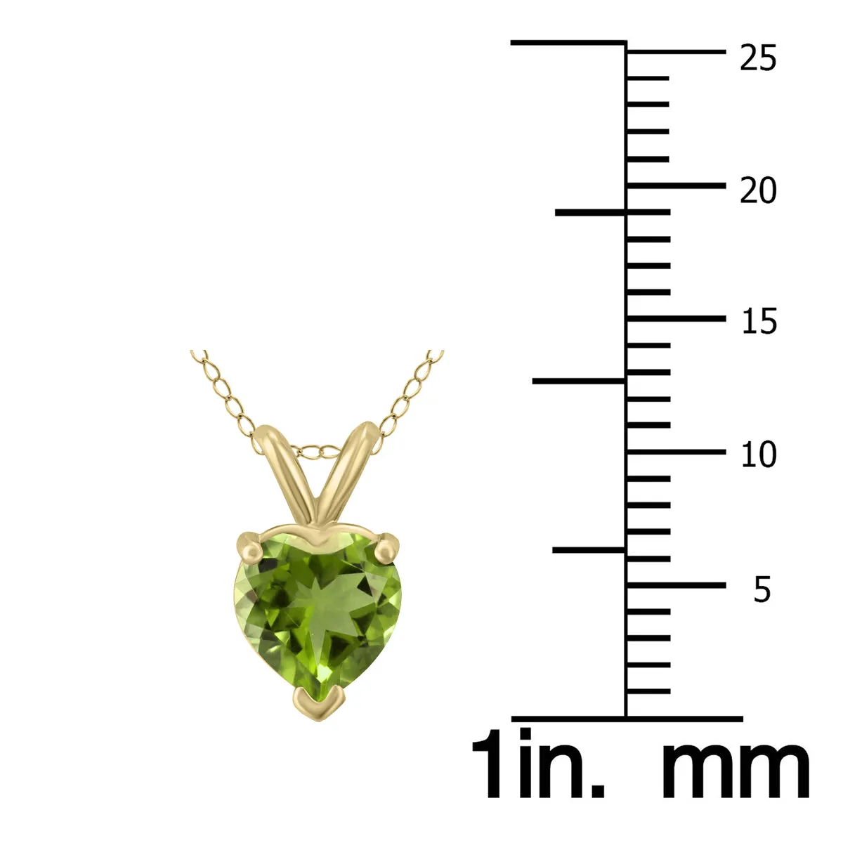 14K Yellow Gold 5Mm Heart Peridot Pendant