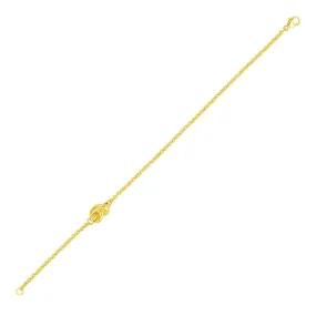 14k Yellow Gold Chain Bracelet with Polished Knot