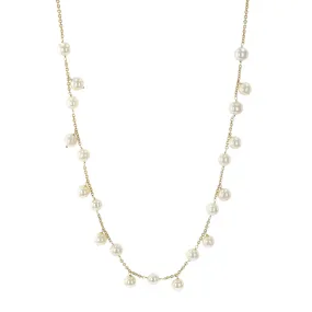 14K Yellow Gold Dangling Cultured Pearl Necklace