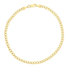 14K Yellow Gold Filled 3.3Mm Curb Link Bracelet With Lobster Clasp