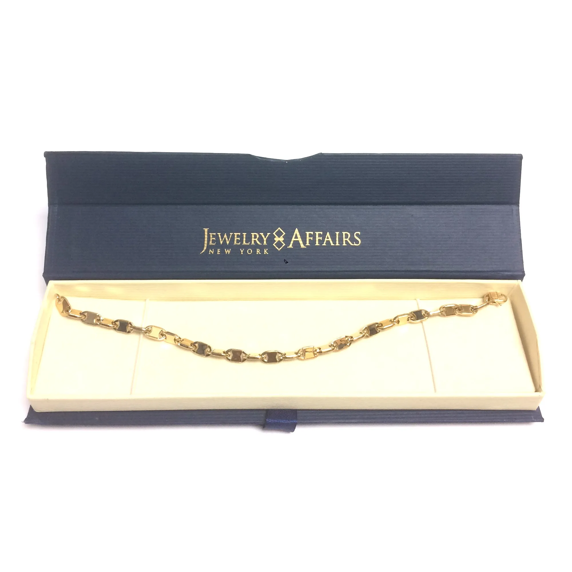 14k Yellow Gold Oval Link Mens Bracelet, 8.25"