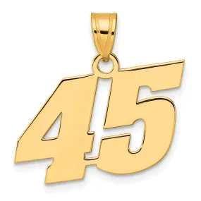 14k Yellow Gold Polished Finish Block Script Design Number 45 Charm Pendant