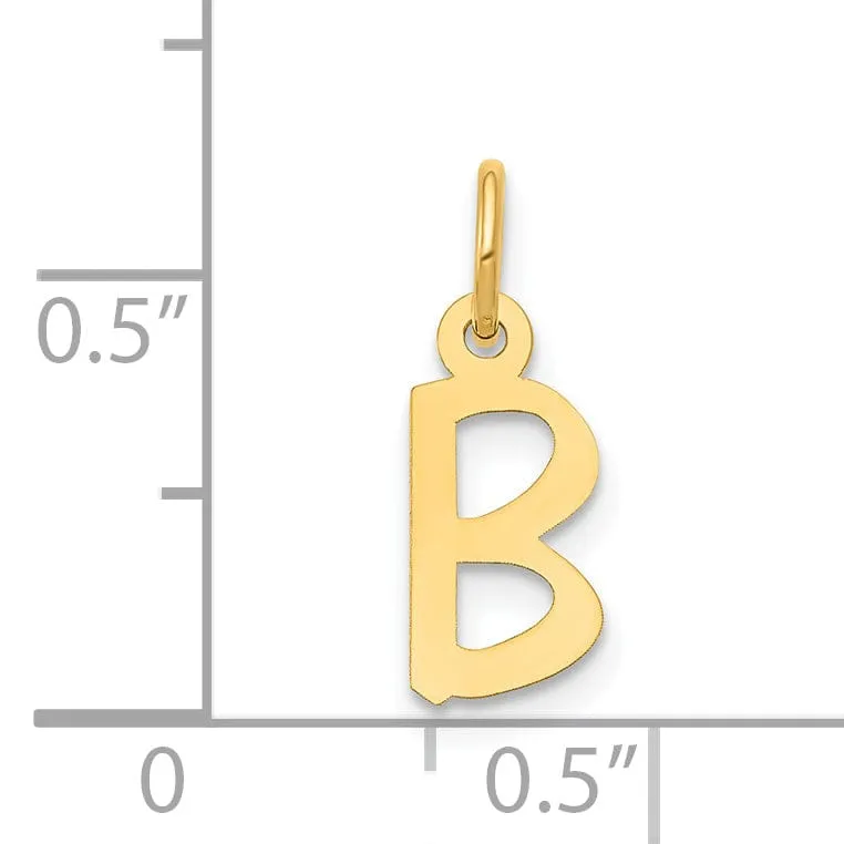 14k Yellow Gold Small Slanted Block Letter B Initial Pendant