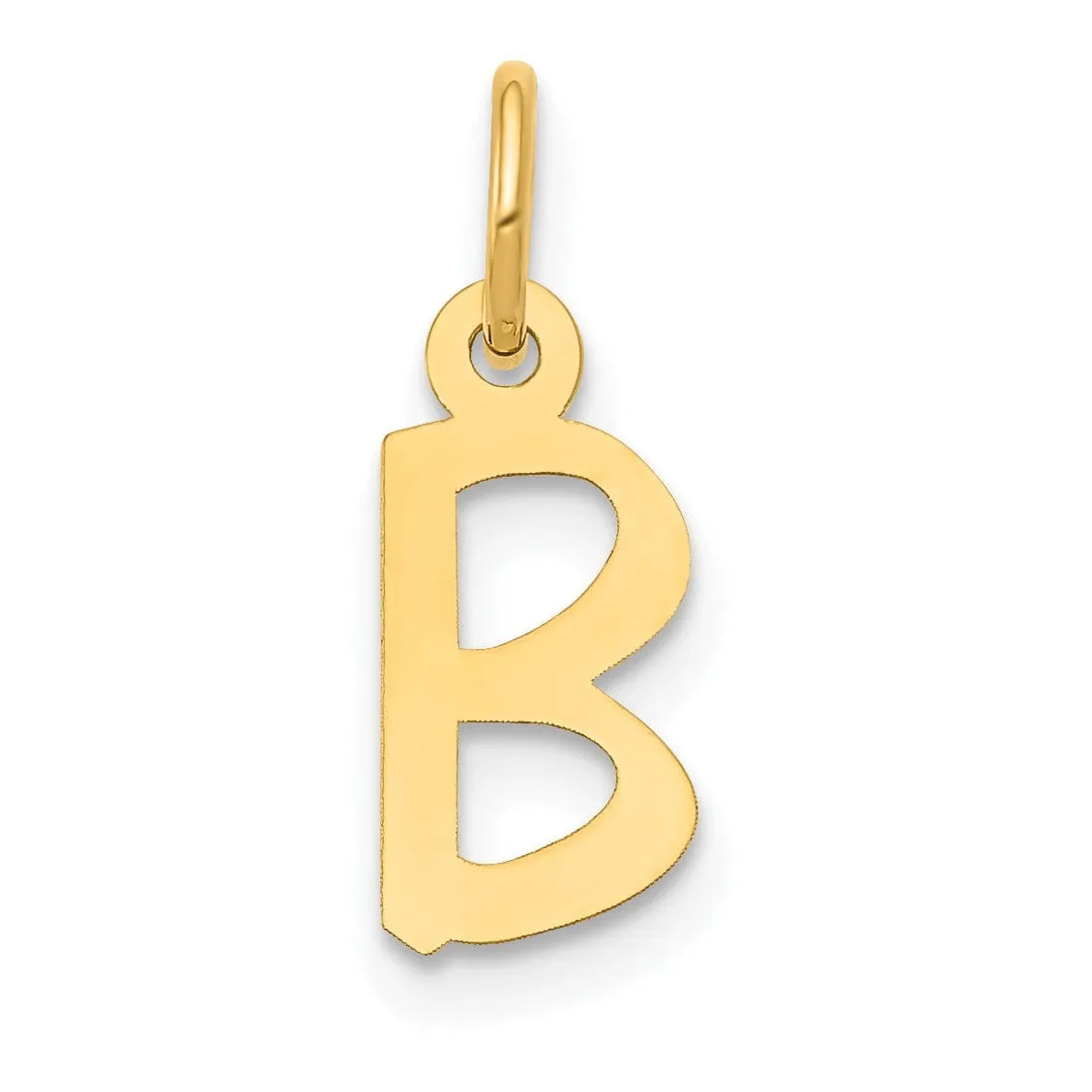 14k Yellow Gold Small Slanted Block Letter B Initial Pendant