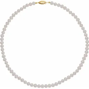 14K Yellow PanacheÂ® Cultured White Freshwater Pearl 18" Necklace