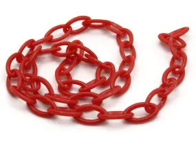 15.75 Inch Red Plastic Oval Chain - 40cm chain - 13x8mm links