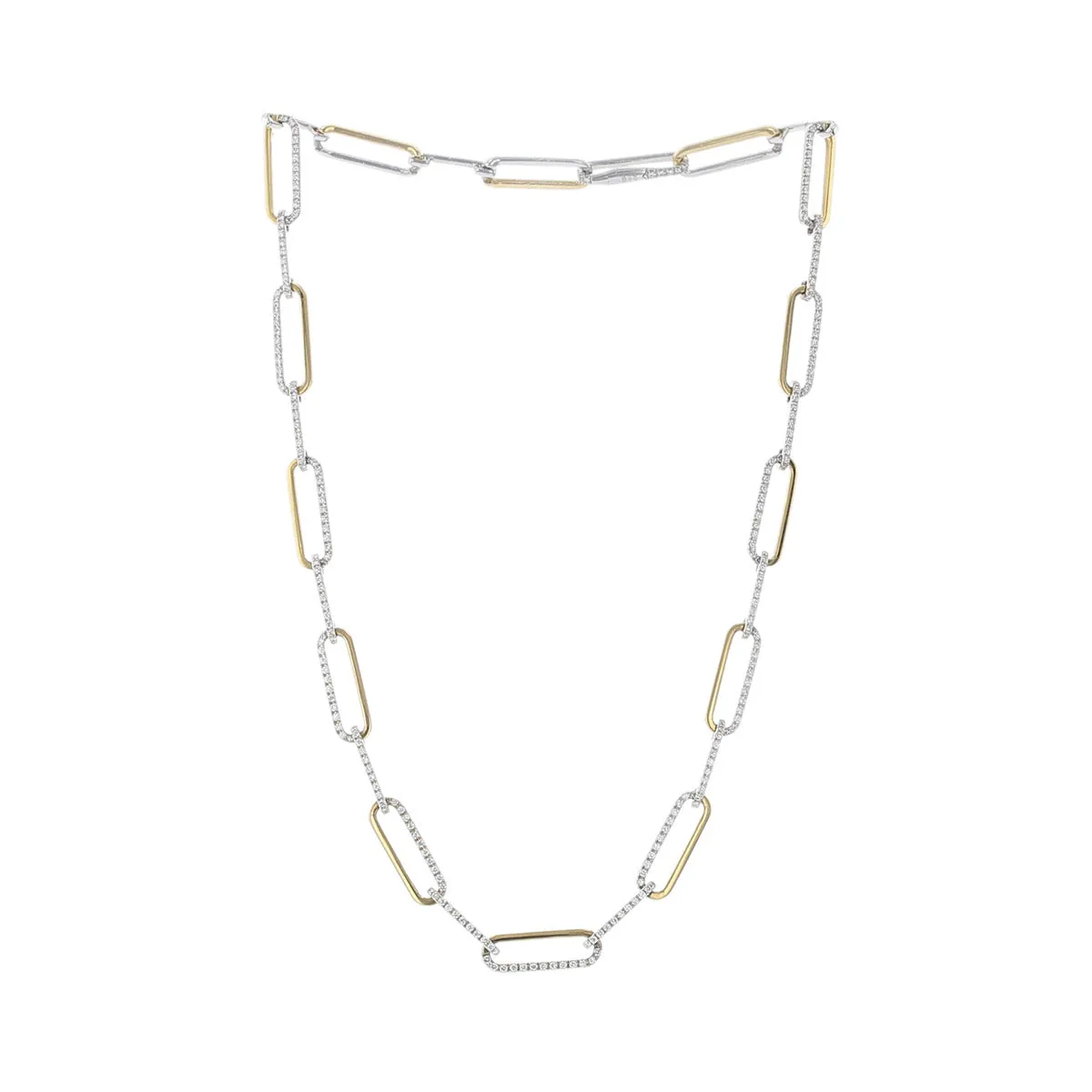 16-Inch Diamond Oval Link Necklace in 18K Gold