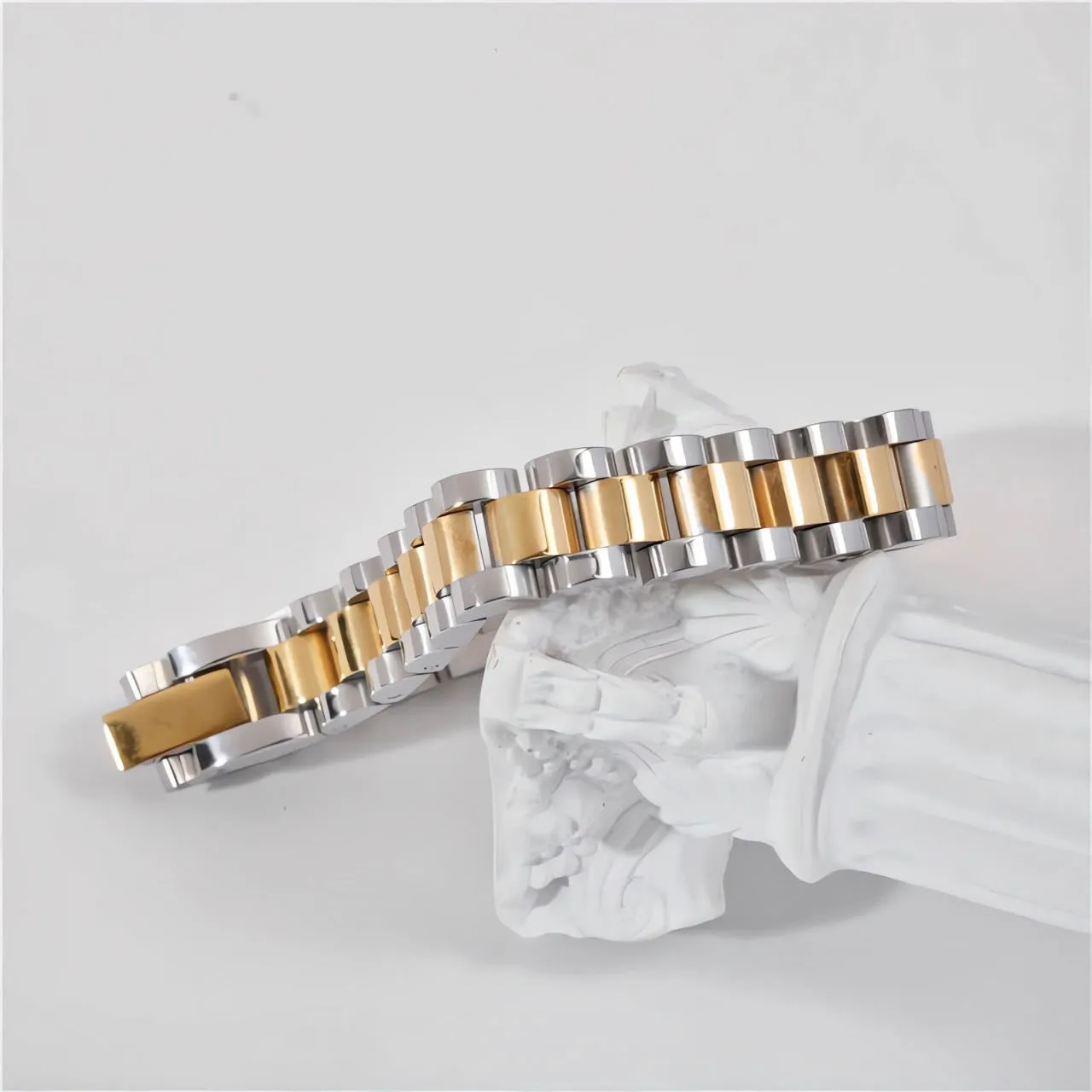 16.5cm/18cm/21cm Two Tone Watch Band Link Bracelet