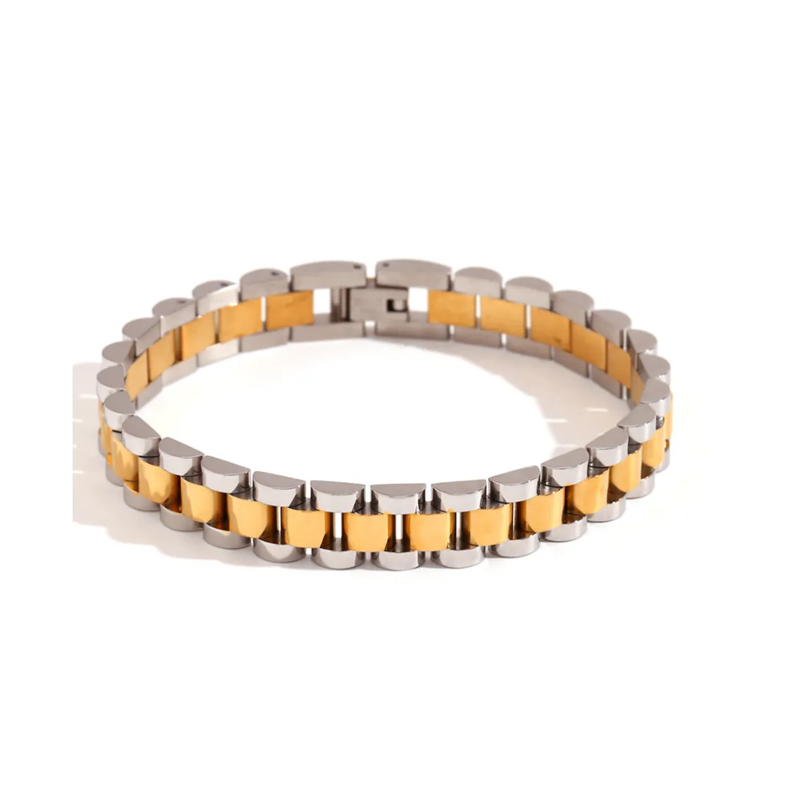 16.5cm/18cm/21cm Two Tone Watch Band Link Bracelet