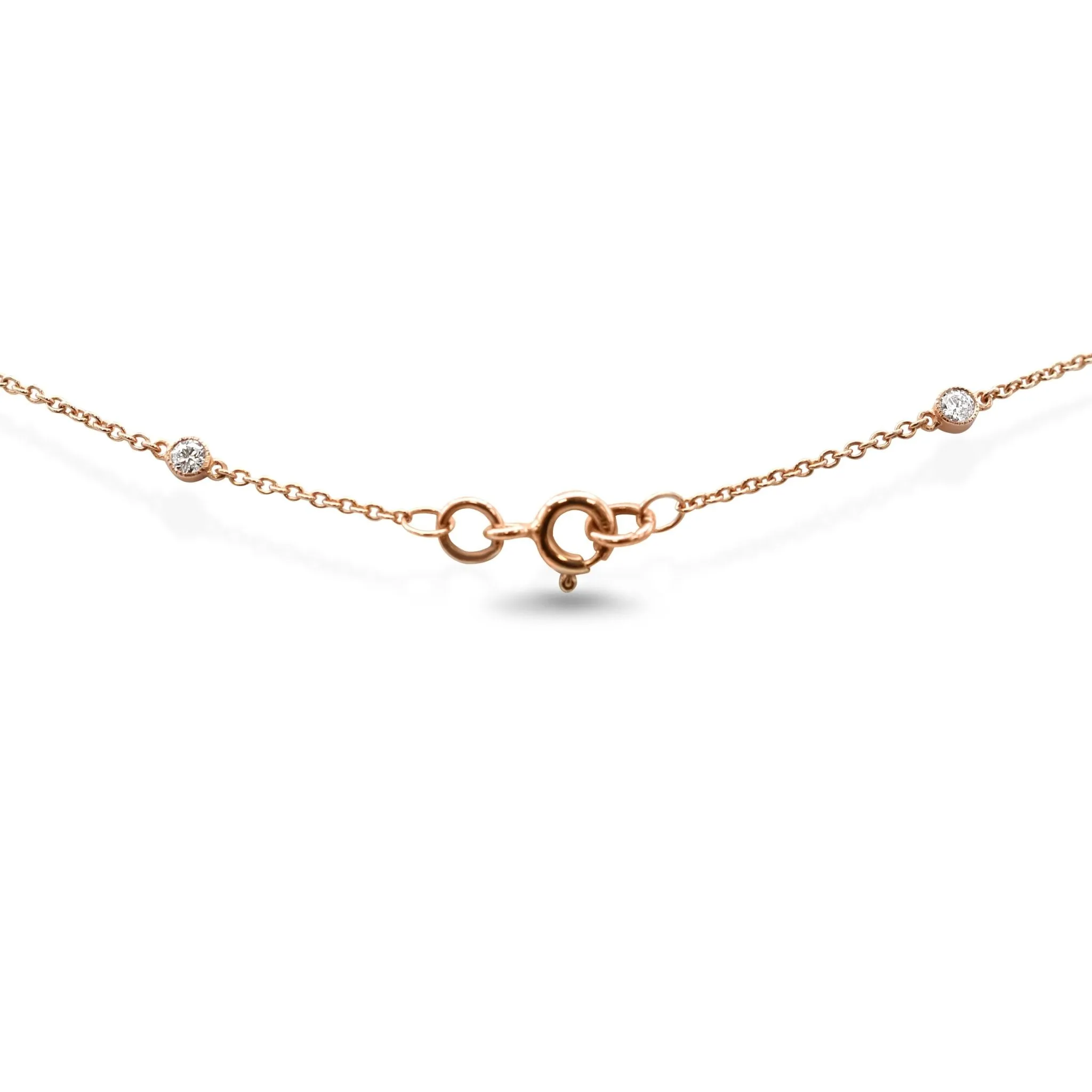 18ct Rose Gold 10 Diamond Necklace 17"