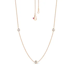 18K Gold Necklace with 3 Diamond Stations