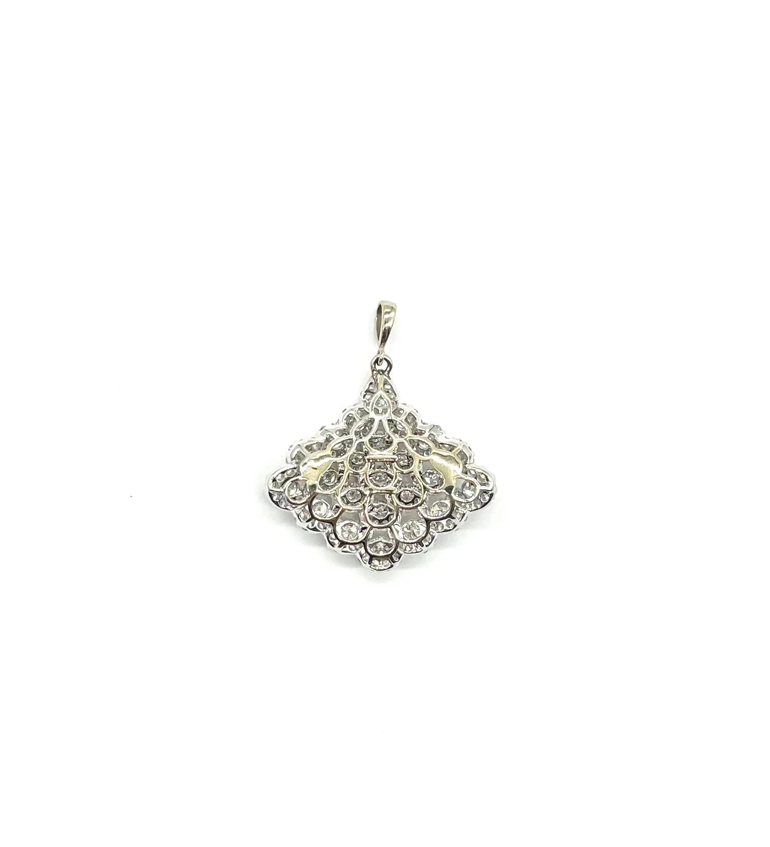 18k White Gold 3.90ctw Diamond Halo Cluster Pendant