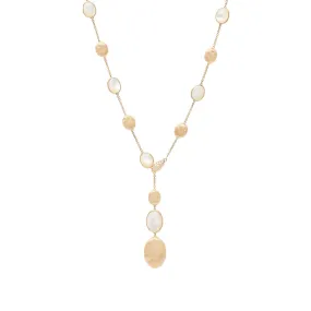 18K Yellow Gold Mother of Pearl Lariat Necklace