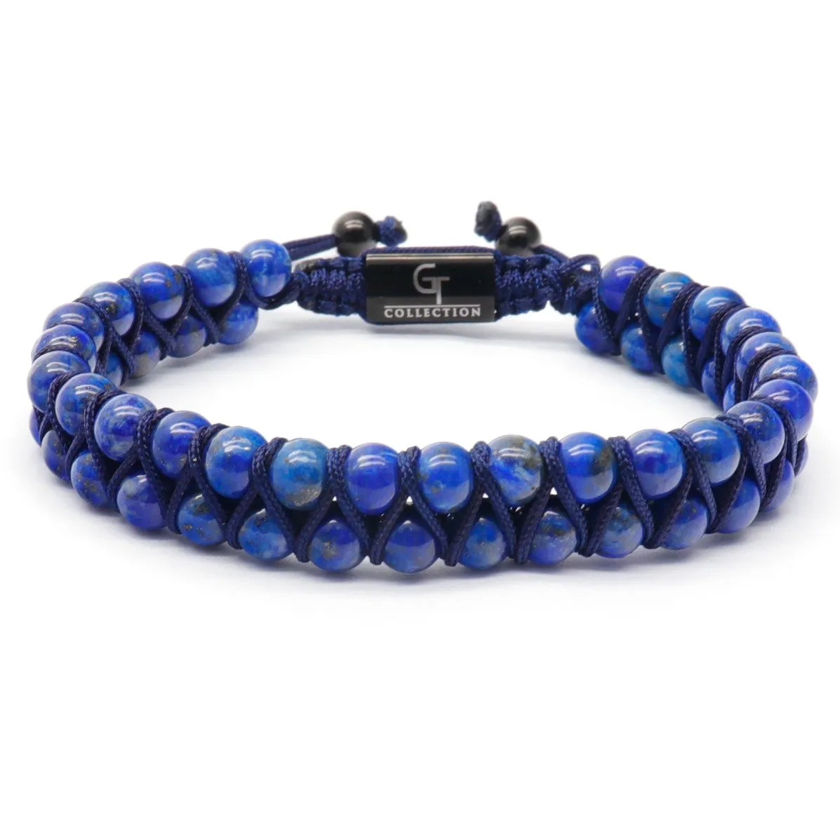 2 PIECE SET - LAPIS LAZULI Double Bead & Flatbead Bracelet