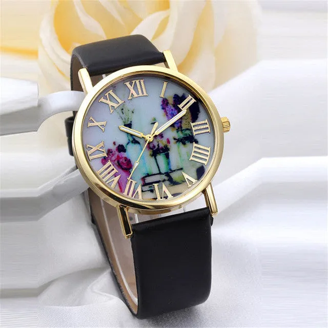 2016 New Brand Fashion Vases Dial Men Dress Quartz Leather Rivets Bracelet Watches Women Crystal Casual Relogio Feminino Watch