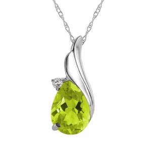 2.03 Carat 14K Solid White Gold Necklace Diamond Peridot