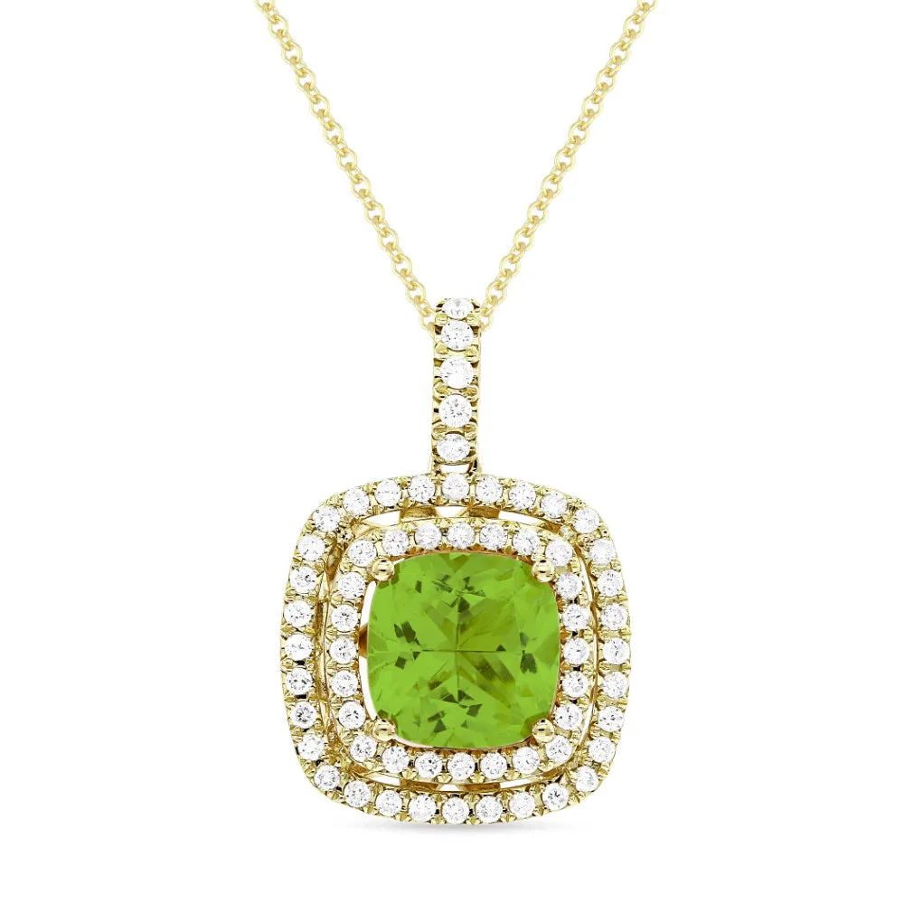 2.68ct Peridot 16"Pendant Necklace in 14K Yellow Gold