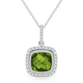 2.73ct Peridot 16"Pendant Necklace in 14K White Gold