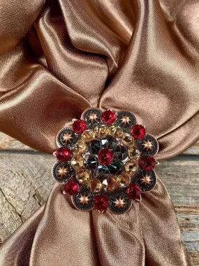 2" Antique Copper/Ruby/Crystals Scarf Slide