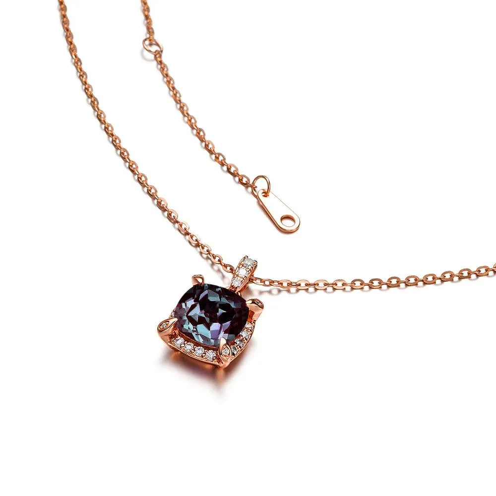 3 CT. Cushion Cut Alexandrite Moissanite Pave Pendant