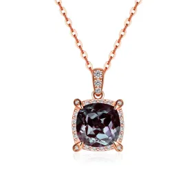 3 CT. Cushion Cut Alexandrite Moissanite Pave Pendant