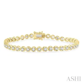 3 Ctw Round Cut Diamond Illusion Tennis Bracelet in 10K Yellow Gold