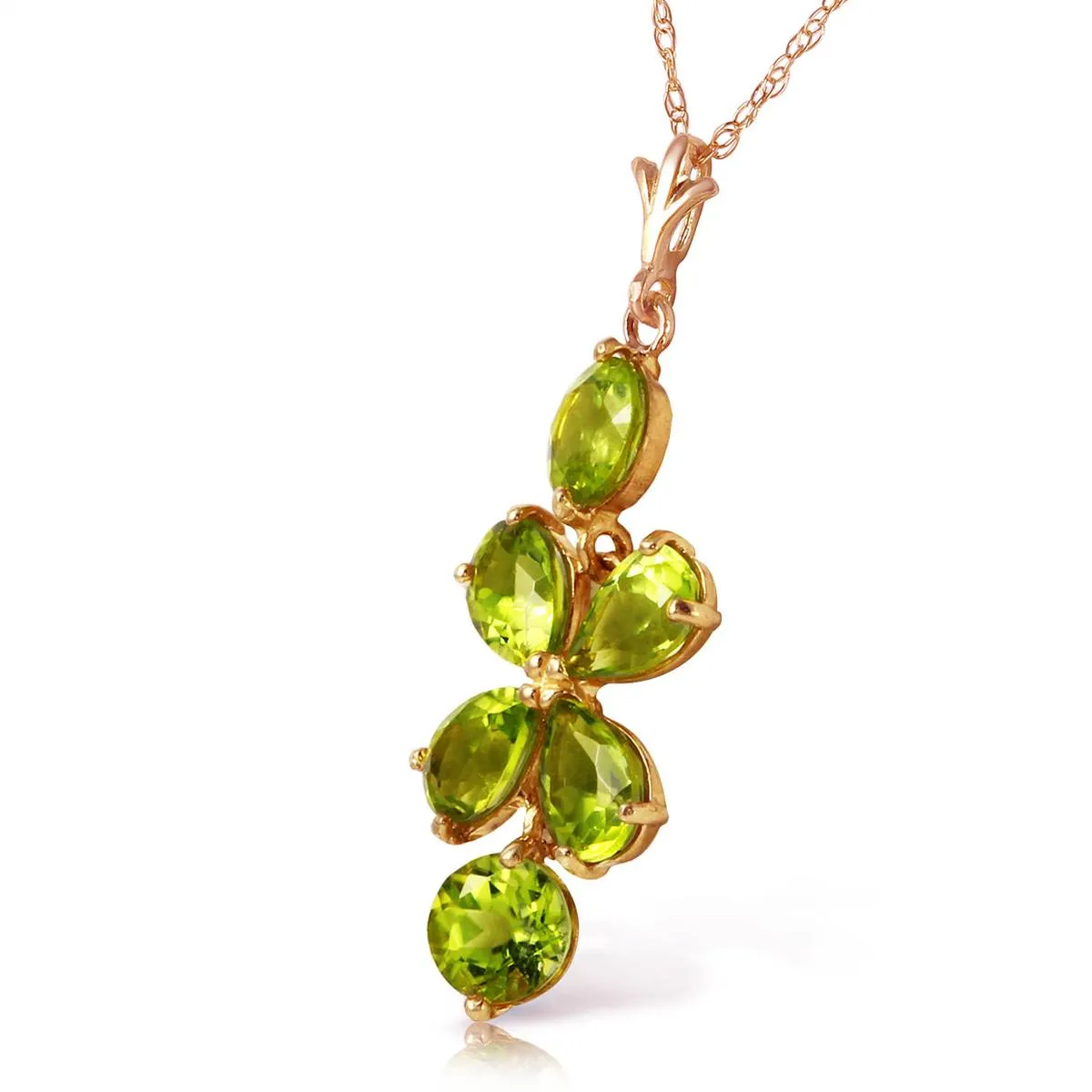 3.15 Carat 14K Solid Rose Gold Petals Peridot Necklace