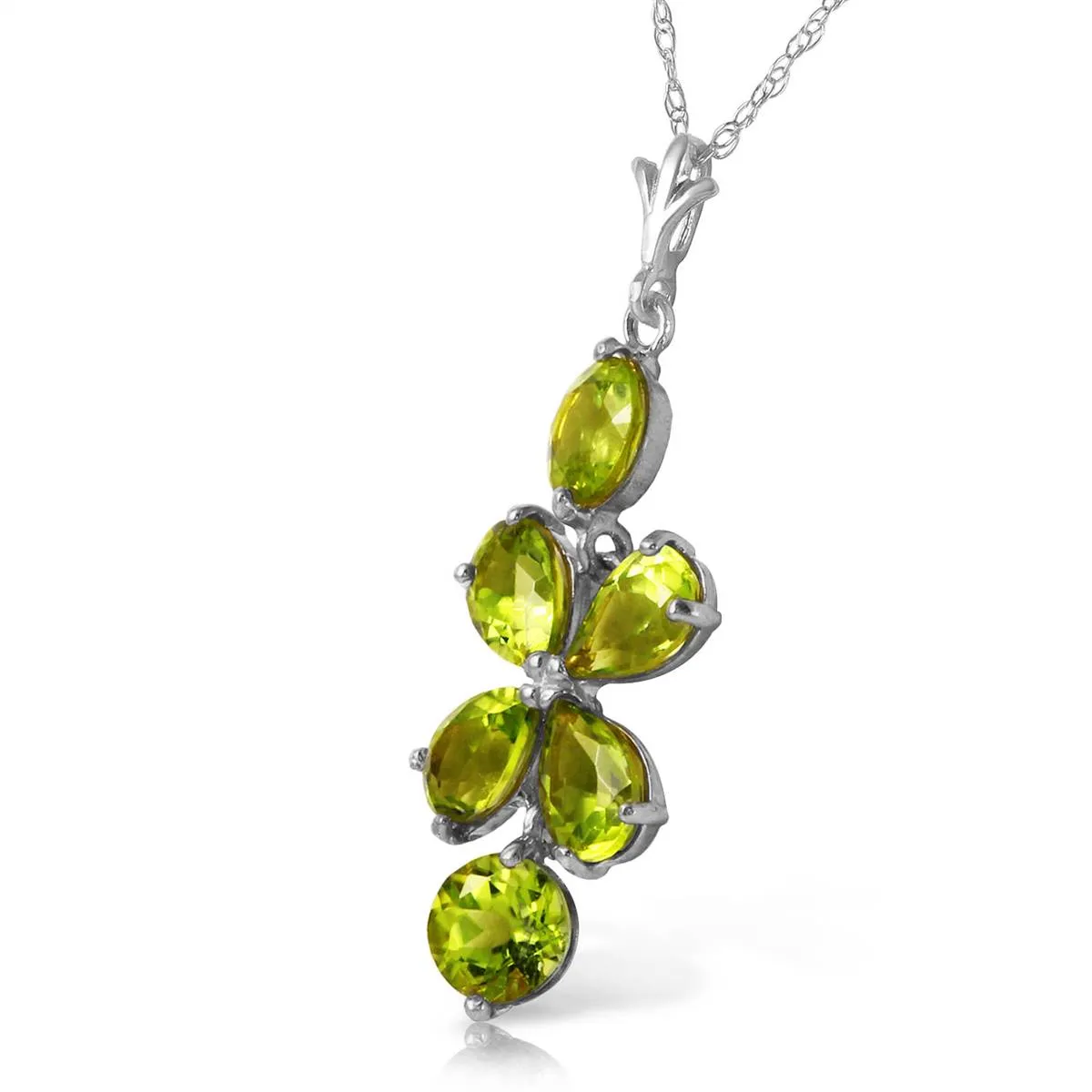 3.15 Carat 14K Solid White Gold Incidental Souls Peridot Necklace