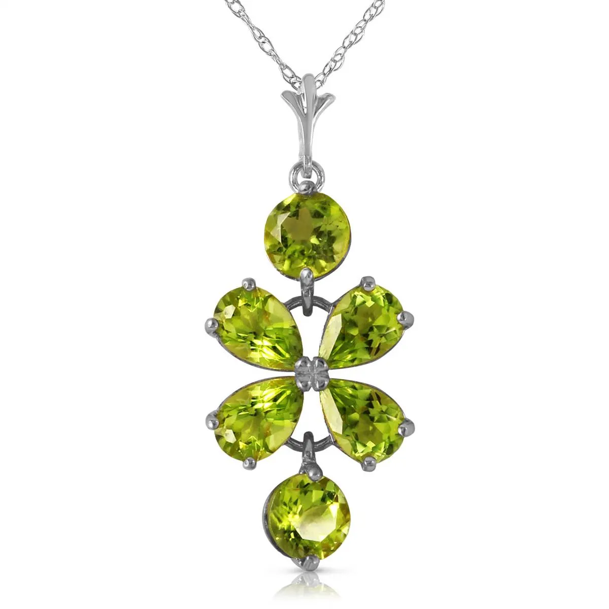 3.15 Carat 14K Solid White Gold Incidental Souls Peridot Necklace