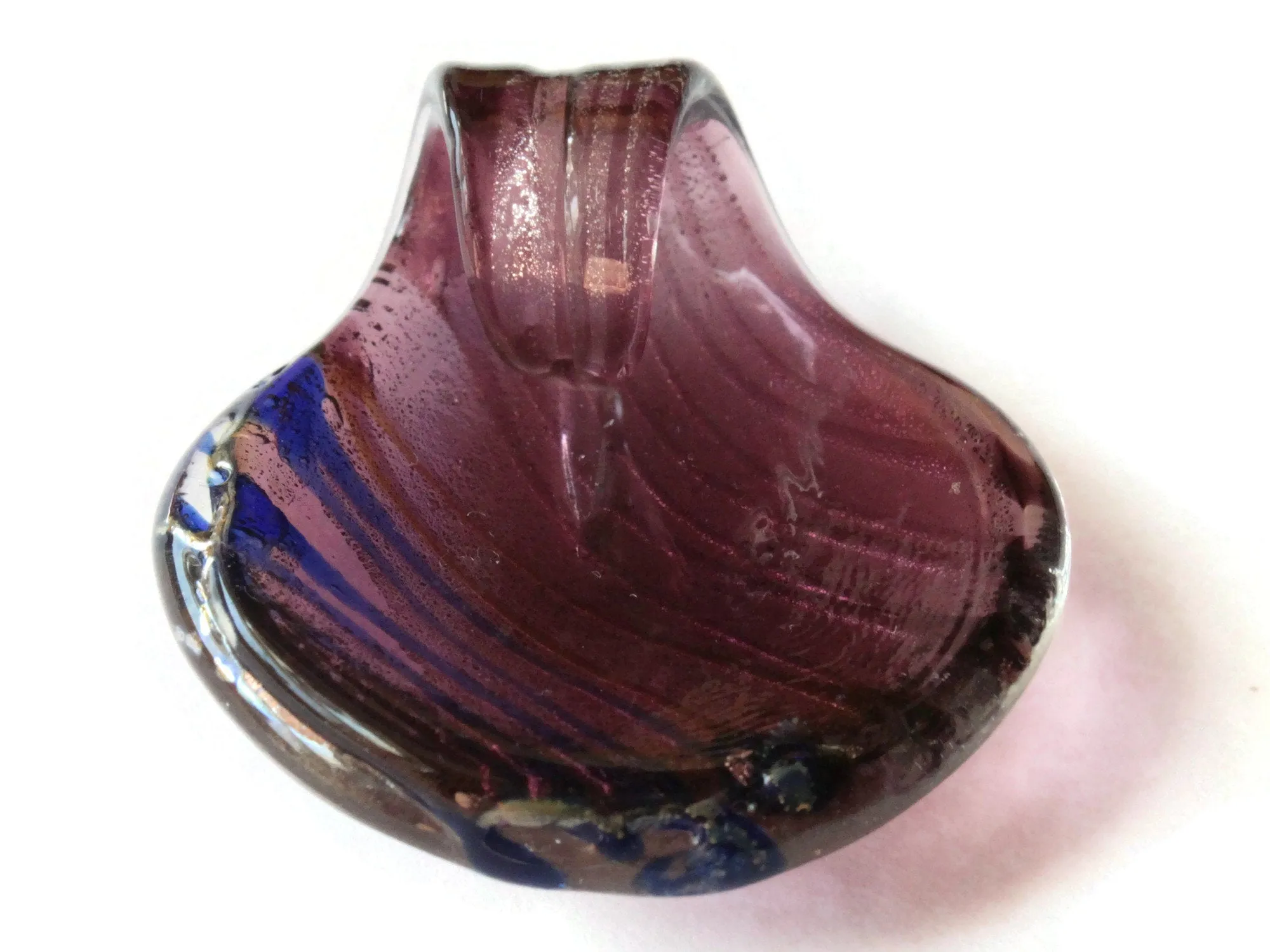 44mm Purple with Silver and Blue Foil Glass Pendant Lampwork Glass Spoon Pendant