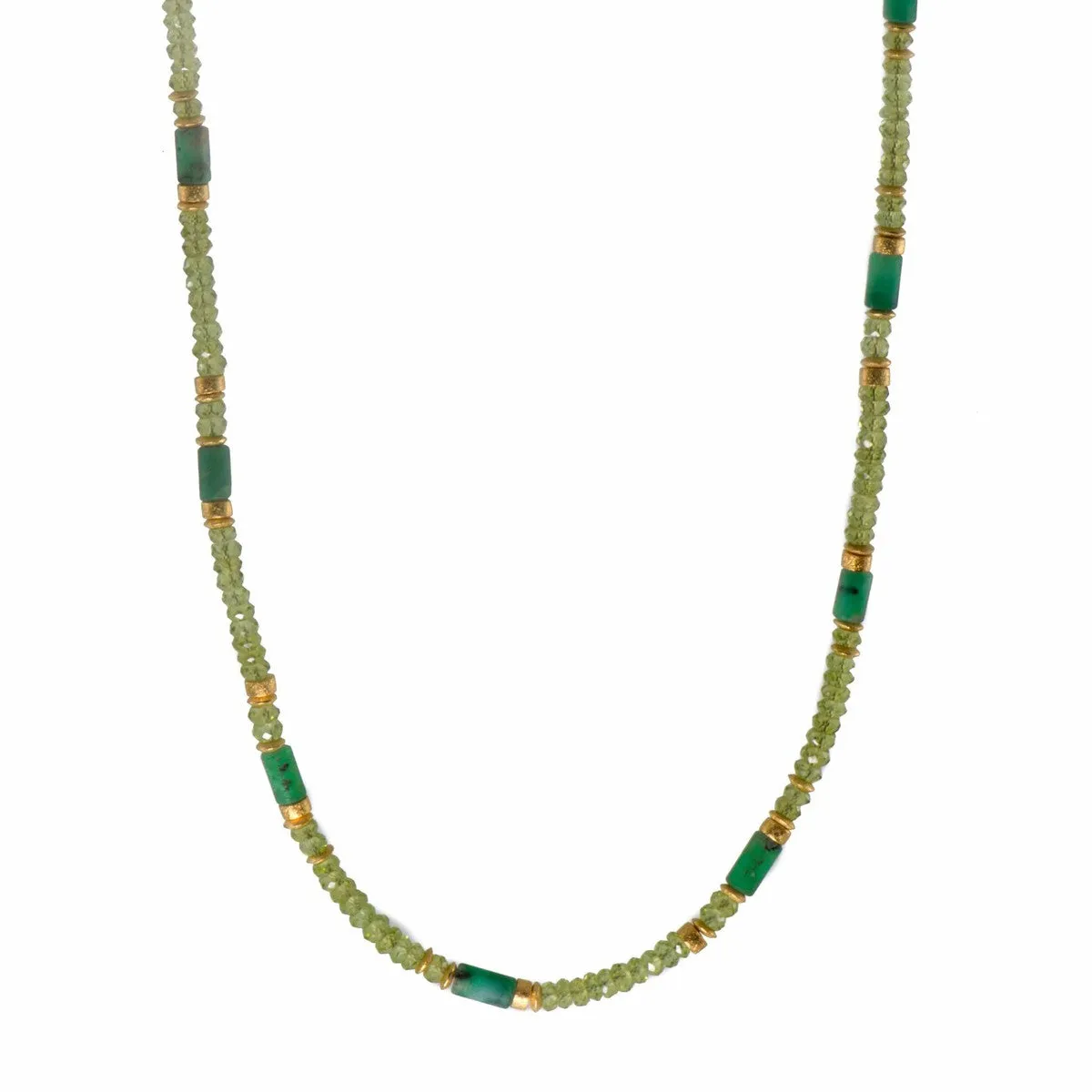 4mm Peridot & Emerald 24K Gold Vermeil Necklace