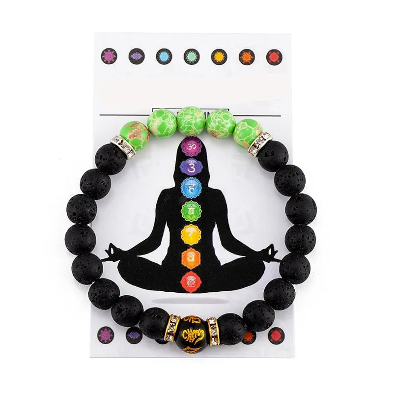 7 Chakra Crystal Healing Bead Bracelet with Meaning Card