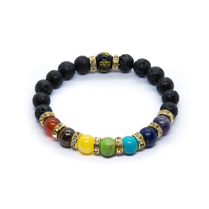 7 Chakra Crystal Healing Bead Bracelet with Meaning Card