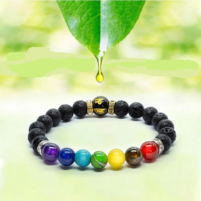 7 Chakra Crystal Healing Bead Bracelet with Meaning Card