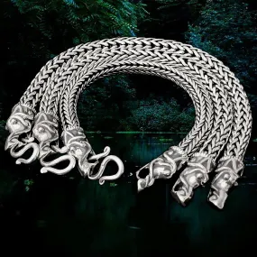 8mm Silver Snake Bracelet With Gotlandic Dragon Heads