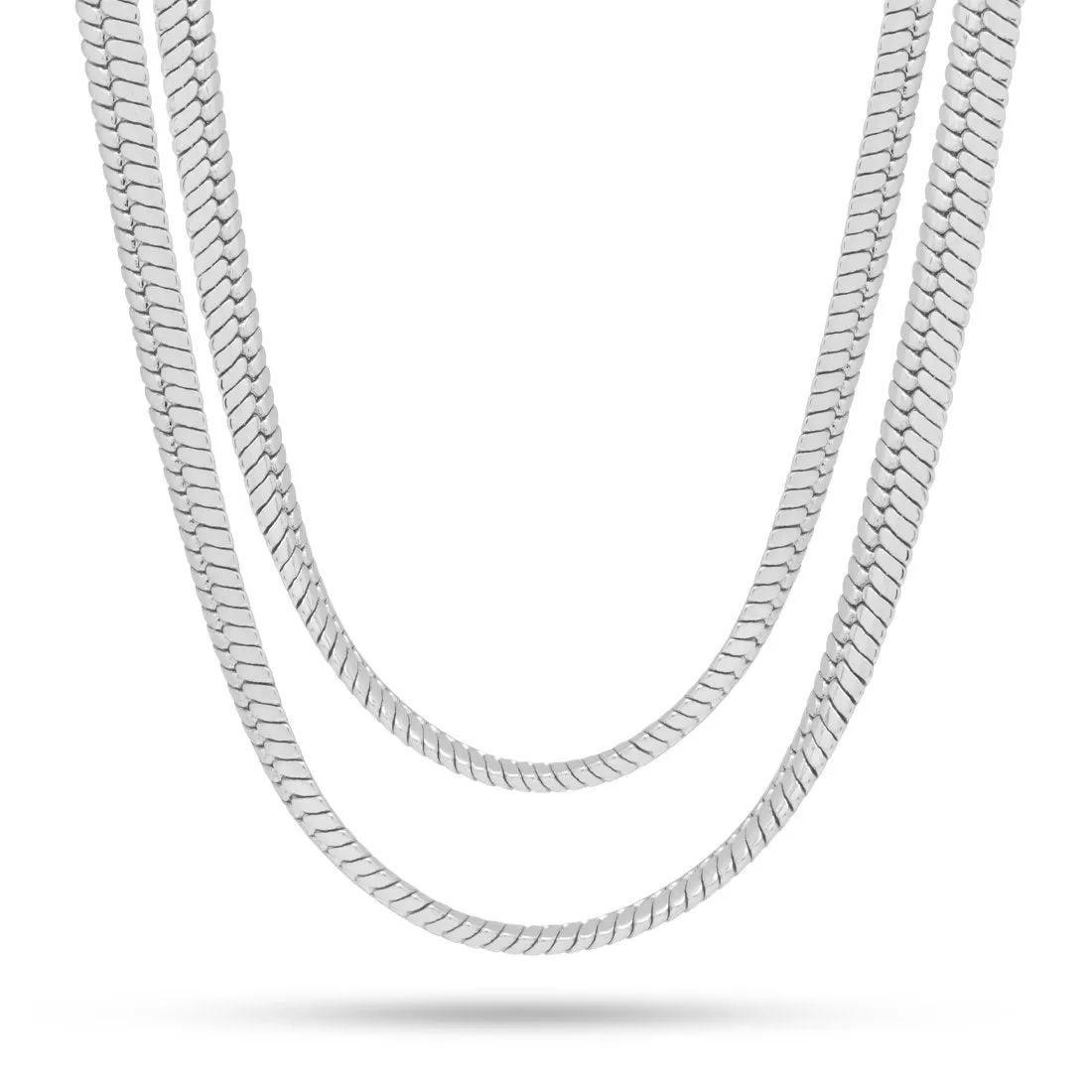 8mm White Gold Thick Herringbone Choker Set